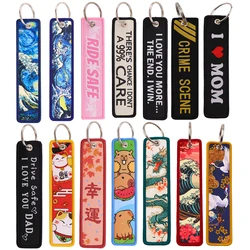Van Gogh Embroidery Key Fobs Koi Key Tags Keychain For Women Keyring Motorcycles Cars Backpack Chaveiro Good Luck Gifts