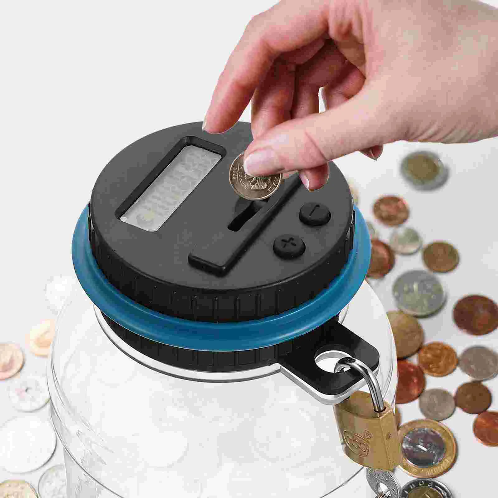 Counting Piggy Bank Readout Coin Bucket Shaped Numeric Displaying Plastic Countable Saving Pot Coins Number with Lock