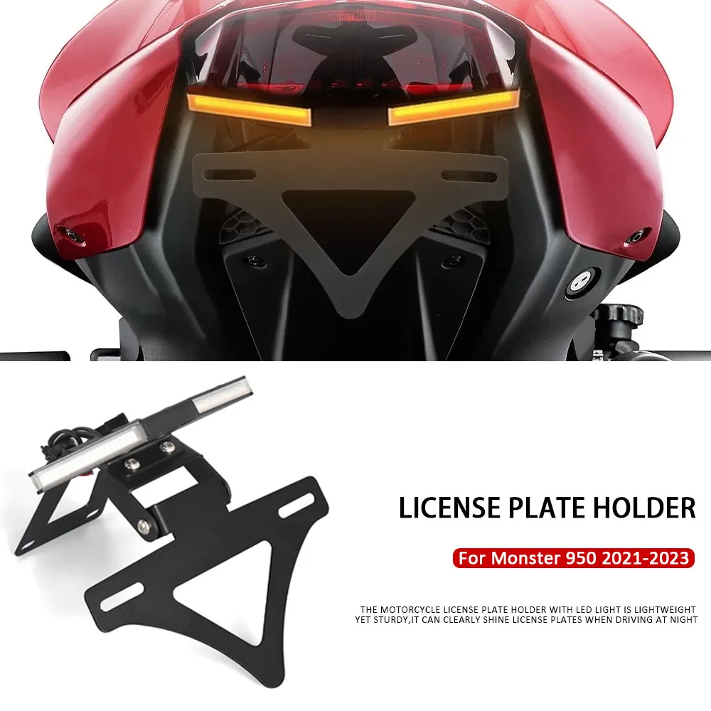 

License Plate Holder Bracket with Lights Tail Tidy Fender Eliminator Monster950 Motorcycle Fit For Ducati Monster 950 2021-2023