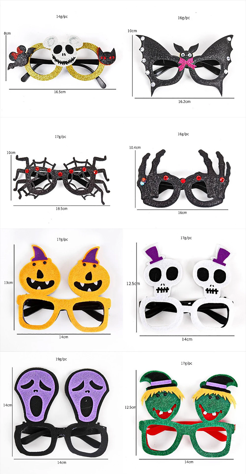 Skull Glasses Unique Party Glasses Eyeglass Frame Decorative Pumpkin Glasses For Children's Party Decoration Photography Props