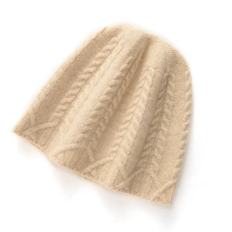 

Autumn and winter new women's hat 100% cashmere unisex hat knitted warm cashmere fashionable hot selling women's hat