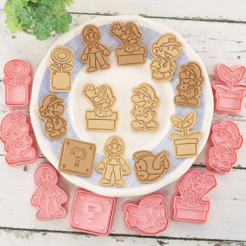 Super Marios Family Cookie Tool Set Anime Game Figure DIY 3D Baking Mould Baking Tools Kawaii Kitchen Accessories Kids Toys Gift