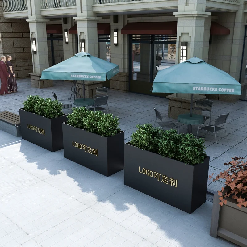Outdoor flower box, sales department, square partition, rectangular flower pot, commercial street, wrought iron flower rack, out