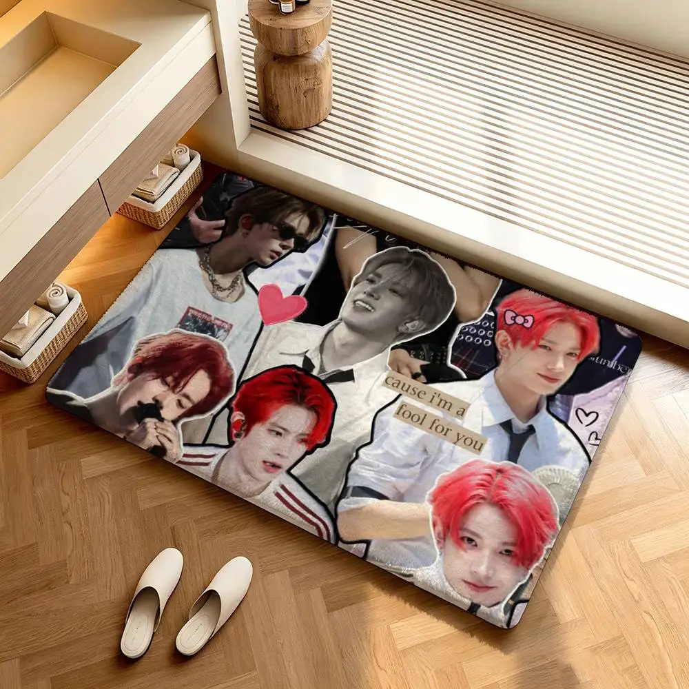 H-Heeseung L-Lee Vocal King  Shower Room Small Carpet Floor Mat  Absorbent Foot Mat Decorative Mat Soft and Comfortable