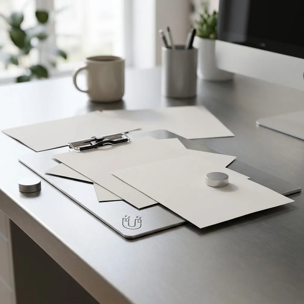 Stainless Steel Clipboard for Office Classroom Writing 230mm for x 200mm x 10mm Silver Metal Clip Board Paper Holder