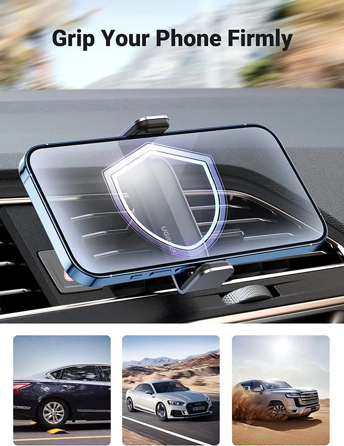 UGREEN車載ホルダー エアコン吹き出し口用 スマホホルダー 携帯電話車載スタンド