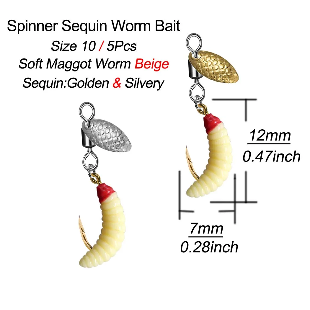 5 Stücke/10 Stücke Spinner Pailletten Wurm Köder Fliegen Angeln Köder Haken Für Forelle/Steelhead/Salmon/Bass