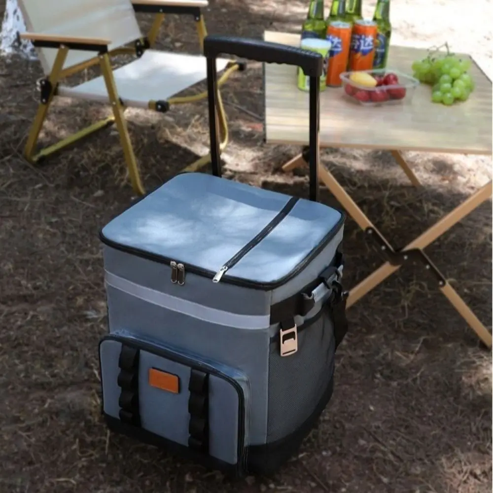 Borsa termica termica con rotelle Doppi strati con tracolla Borsa da picnic con tirante Borsa da picnic con carrello da picnic addensato di grande capacità