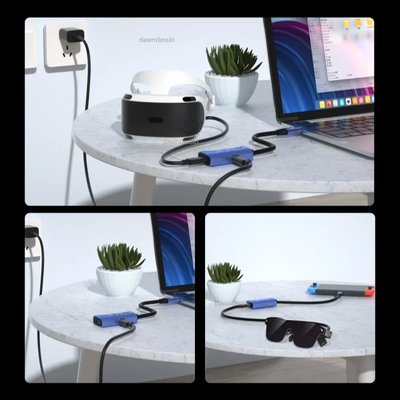 AR-brilhub Naadloze multi-apparaat Type-C HDMI-compatibele oplaadadapter USB C naar C video-omzetter voor Xreal Rayneo Switch
