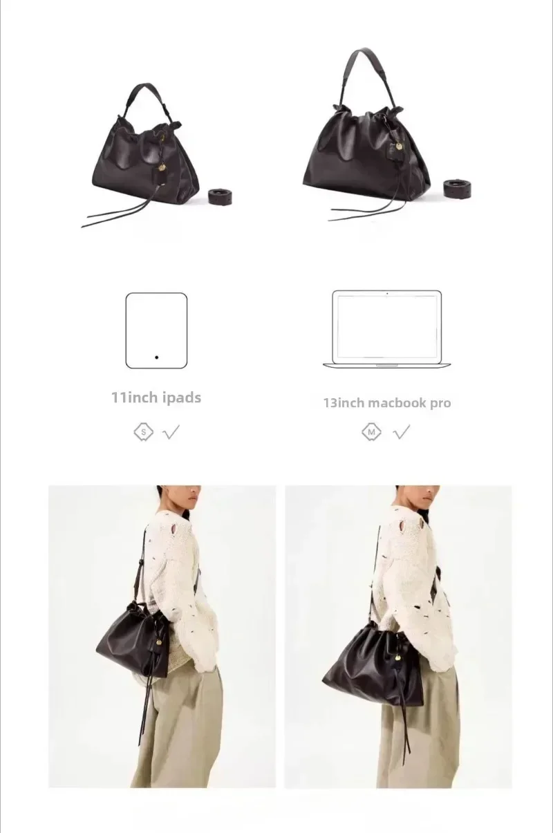 S 2026 Handbags Commuting Shoulder Bags Large Capacity Tote Bags Fashionable and Simple Drawstring Bags Popular birthday gift