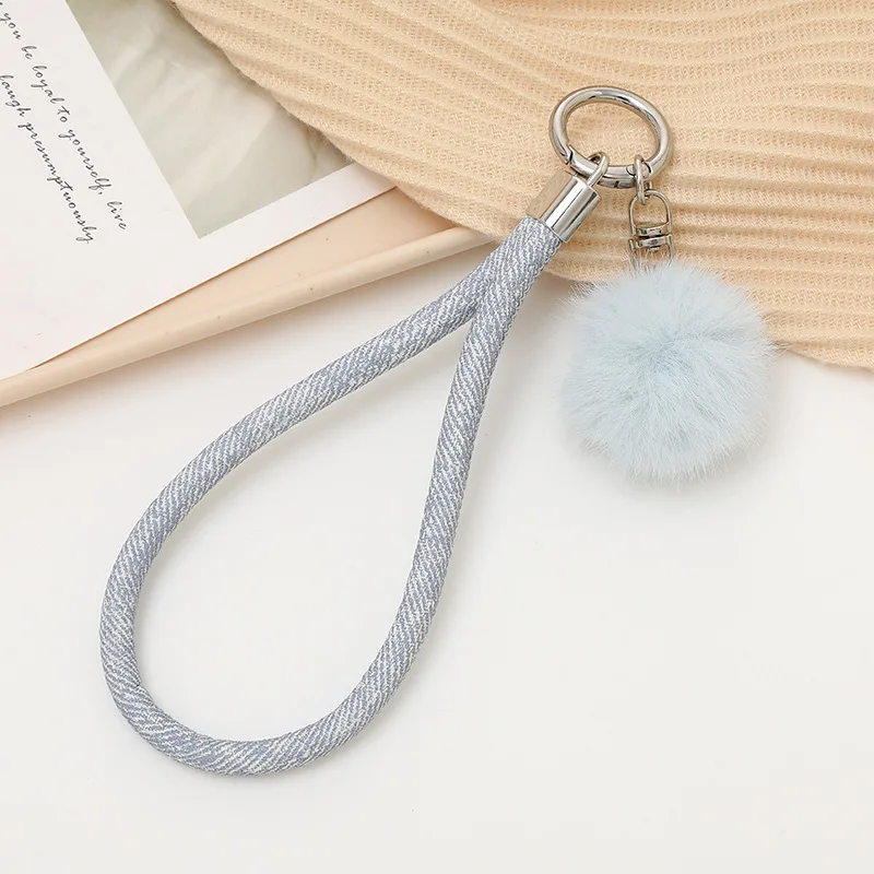 حقيبة قلادة محشوة على شكل أرنب ريكس، إكسسوارات قلادة على شكل سلسلة مفاتيح، أسهل لتطابق سلسلة تعليق حبل الهاتف المحمول #4