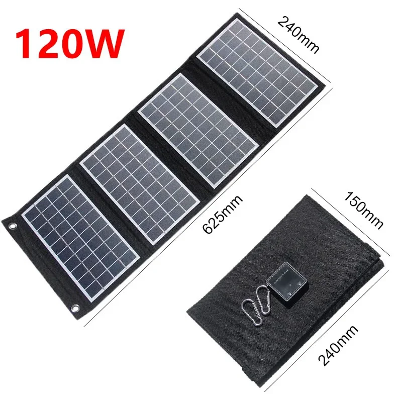 120W/100W/70W Foldable Solar Panel 2 USB 5V Solar Charge Waterproof for Cell Phone Outdoor Camping Tourism Fishing Solar Battery