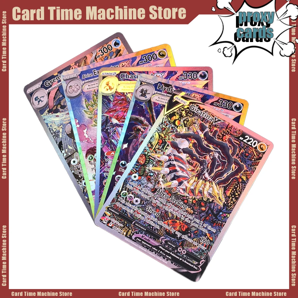 

PKM Foil Cards PTCG Proxy Cards Entertainment Games Exeggutor EX Charizard GX Giratina V Kingdra EX Card Collection Toys Gift