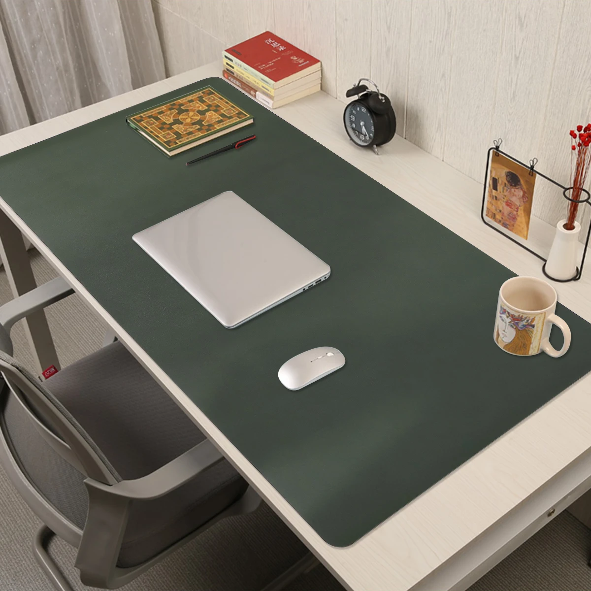 

PU Double-sided Mouse Pad Creative Mouse Mat Large Gaming Mouse Pad Laptop Mouse Mat for Home Office (Dark Green, Grey)