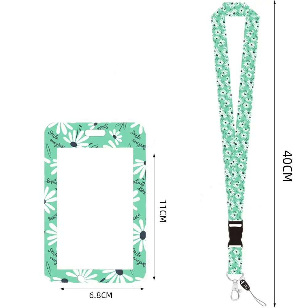 Saco de cartão com fecho de correr com pescoço flor impressão colhedor para adolescentes luva do cartão de identificação caso do crachá do cartão de crédito do banco titular do crachá da bolsa da moeda