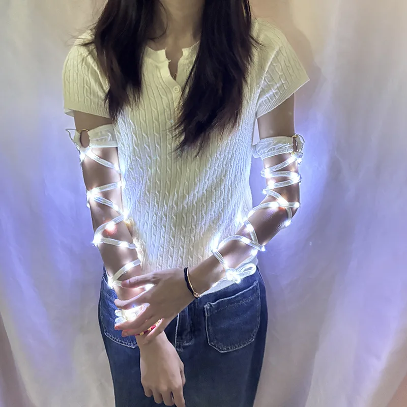 LED Leg Straps Glowing Arm Band Women Music Festival Nightclub Rave Accessories Punk Futuristic Glow in the Dark Party Outfit