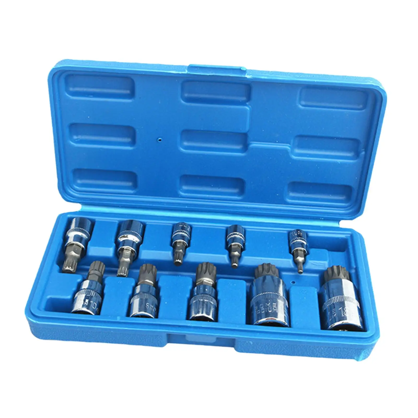 10Pcs Triple Square Spline Bit Socket Tamperproof Bit Portable with Storage Box for Untightening Screws Bolts Trucks