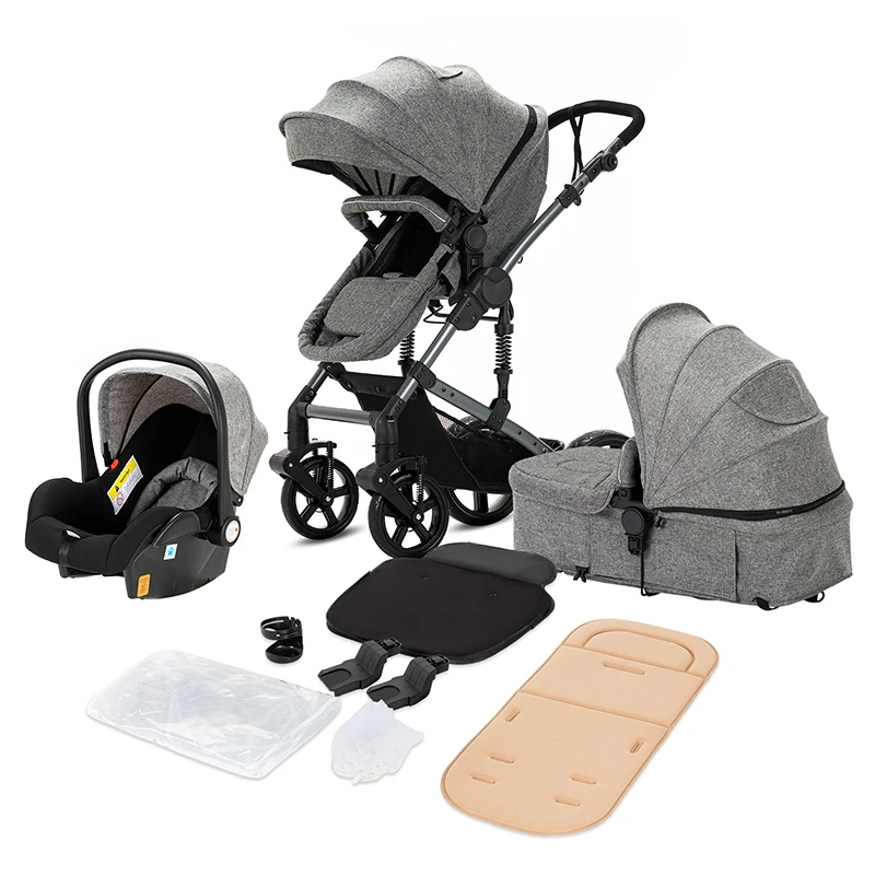 All-Terrain Baby Buggy Kinderwagen 3-in-1 Lichtgewicht kinderwagen Reissysteem Kinderwagen Kinderwagen vanaf de geboorte Compacte opvouwbare kinderwagen