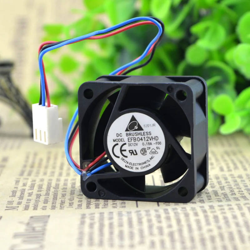 S+   2pcs Delta 4cm server fan 3-wire 40*40*20mm 4cm 12V 0.18A EFB0412VHD cooling fan
