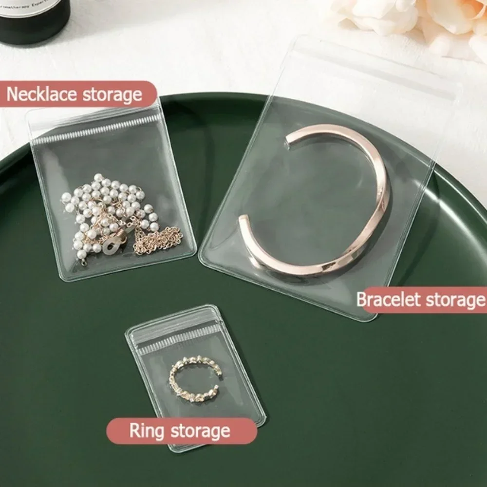 30/50/100Pcs Transparent PVC Jewelry Organizer Pouches Bags Anti-Oxidation Earring Pendant Necklace Bracelet Storage Holder Box