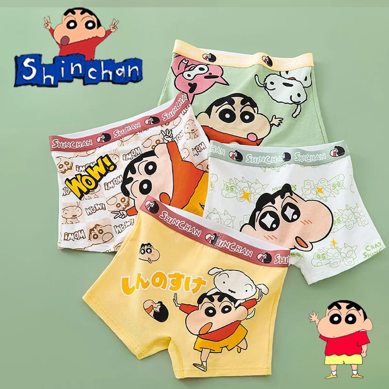 4pcs/set Crayon Shin-chan Children Cotton Underpants Cartoon Cute Boys Fashion Printed Boxers Shorts Cotton Four-corner Pants