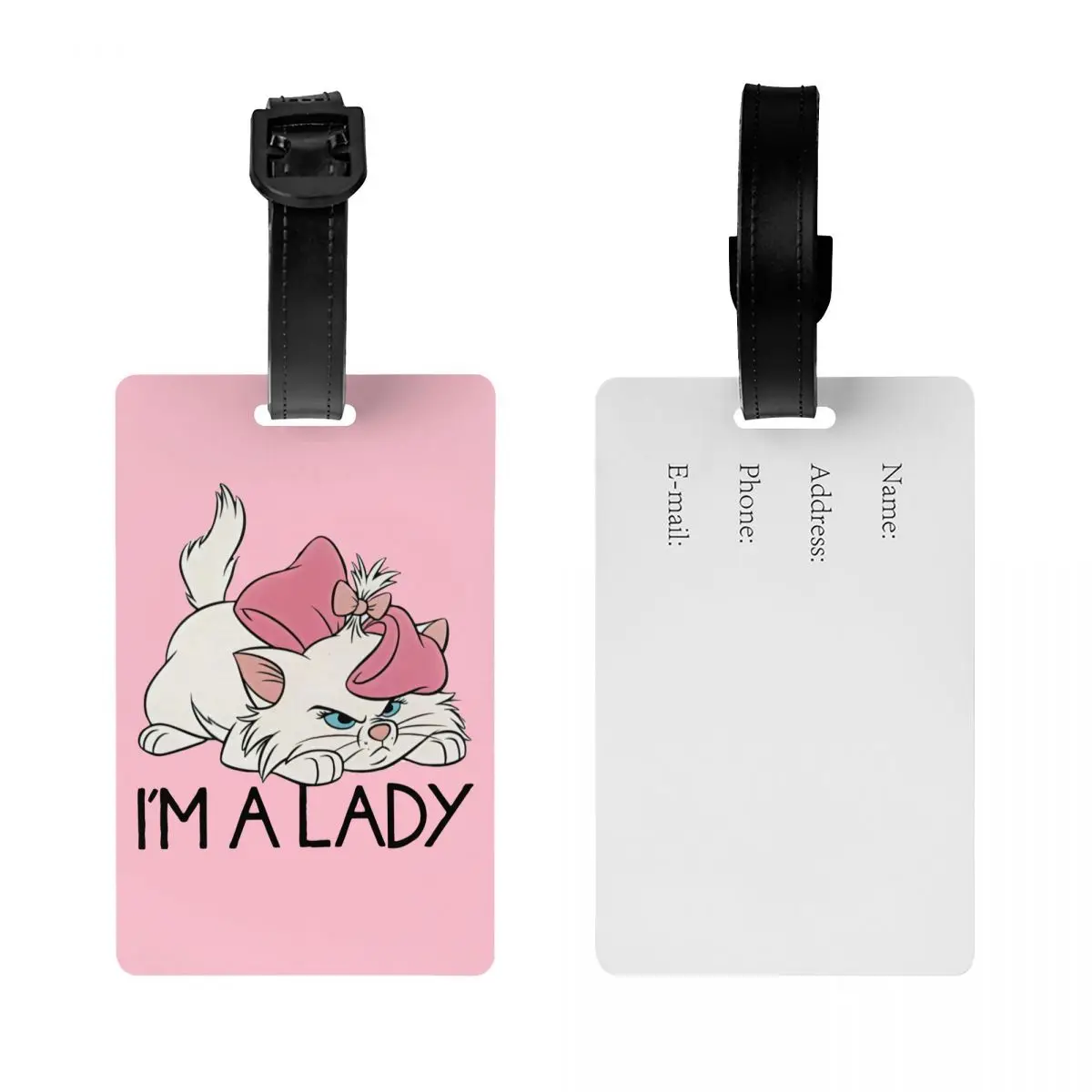 I'm A Lady Marie Aristocats Cute Cats Luggage Tag for Travel Bag Privacy Cover Name ID Card