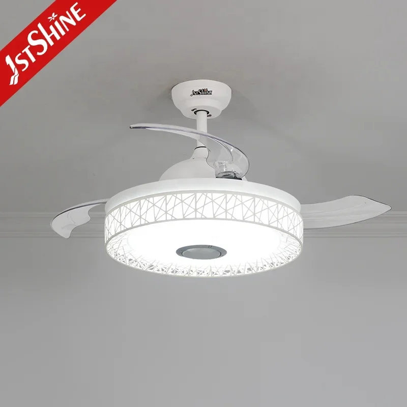 

1stshine New Technology Products Ac Motor Retractable Blades Music Ceiling Fan With Speaker