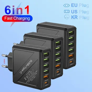QC3.0 5USB PD şarj hızlı şarj hızlı şarj iPhone Samsung Huawei Xiaomi cep telefonu şarj için 3.0 seyahat şarj