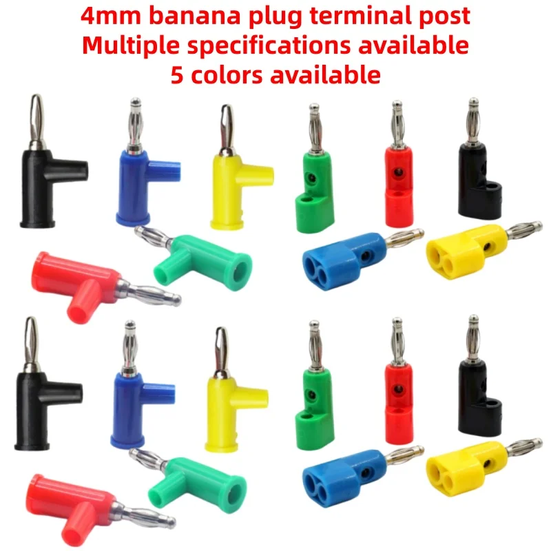 5/10pcs 4mm gun style banana plug terminal post with extendable screw, welding free banana audio universal probe plug