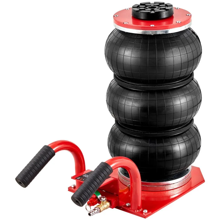 

3 Ton 6600 lbs Red Triple Bag Air Jack with Six Steel Pipes for Car Garage Repair Lift up to 17.7 inch 450 mm Fast Pneumatic Li
