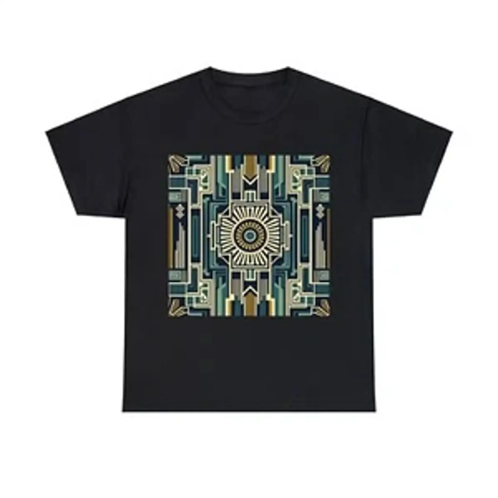 Adult T Shirt Emerald Geometric Art Deco Wallpaper Design Vintage Style vintage Washed graphic Comfortable Versatile