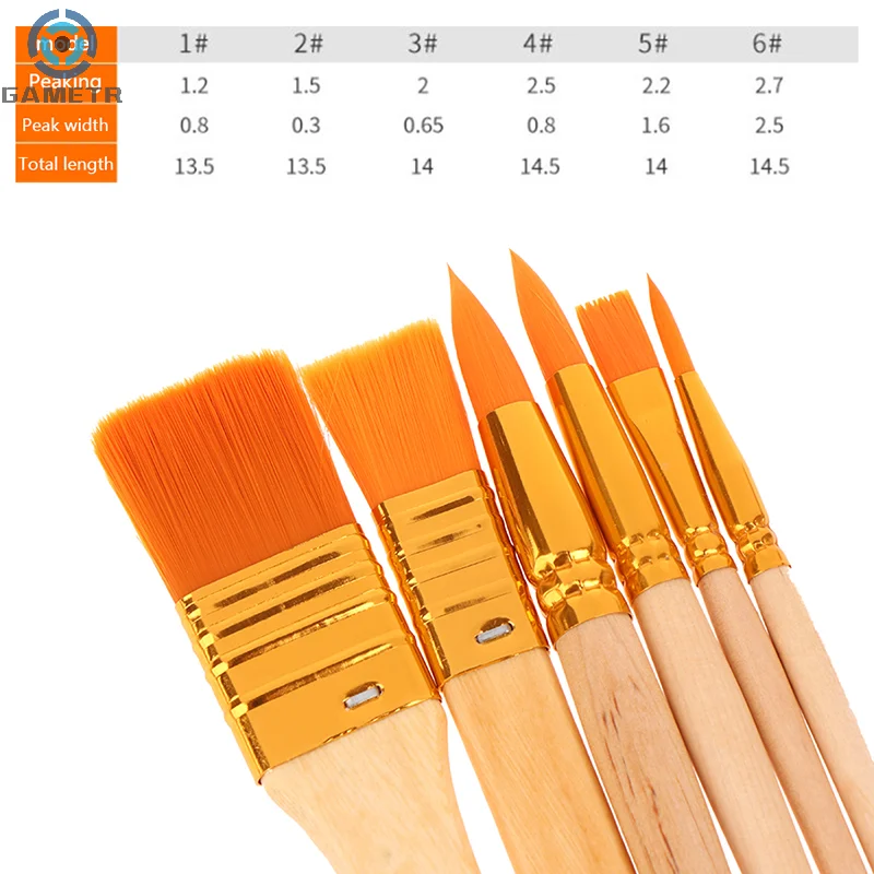 6Pcs Portable Watercolor Brushes Wooden Handle Watercolor Paint Brush Pen Set For Learning Diy Oil Acrylic Painting Tools