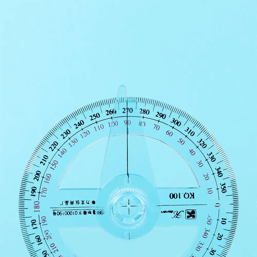 Durable Portable School Office 360 Degree Protractor Ruler Measuring Tool Pointer