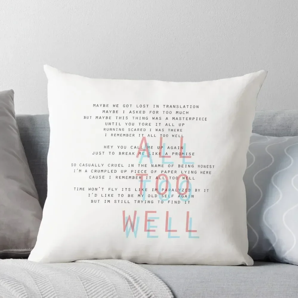 

all too well Throw Pillow Elastic Cover For Sofa Throw Pillow Covers Luxury Pillow Cover Room decorating items