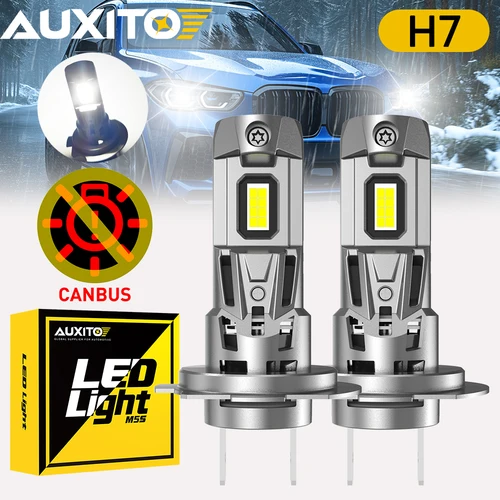 2 uds AUXITO Turbo LED H7 faros ultra potentes bombillas de coche para BMW Skoda Ford VW 120W 22000LM Super blanco ventilado 12V Canbus