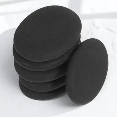 6개입 블랙 핫 록스 마사지 스톤 화산열 보존 홈 스파 근육 완화 얼굴 등 발 마사지 쿠션 스톤