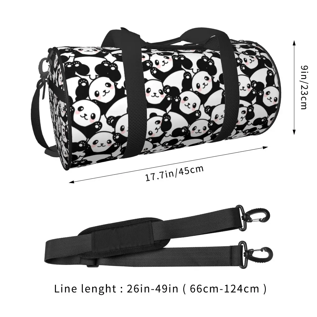 Travel Bag Cute Panda Gym Bag Cartoon Animal Portable Sports Bags Large Capacity Fashion Handbag Retro Fitness Bag For Men Women