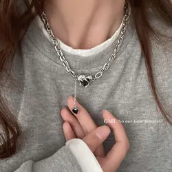 Hip Hop Punk Chain Love Pendant Necklace for Men Short Jewelry 2024 New