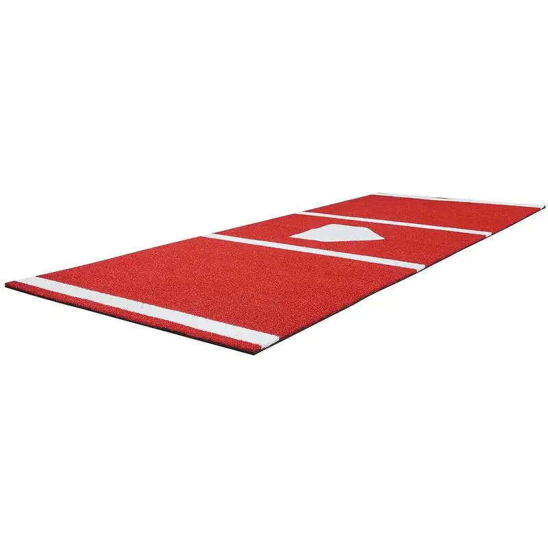 Baseball Batting Mat Training Mat (300 x 116 cm) Training Pad Batting Cage Mat, Baseball Mat with Home Plate & Anti-Fade Grass, Portable Training Aid Softball Mat Outdoor, Red