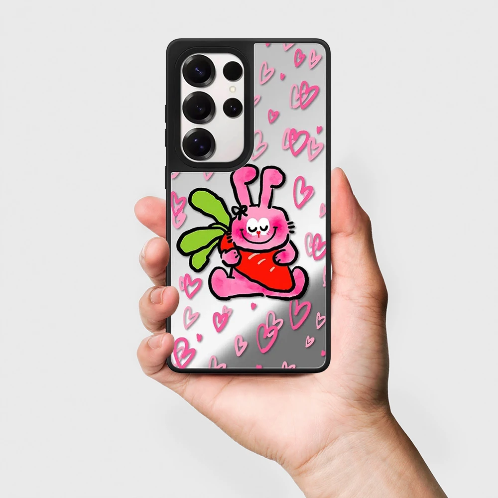

Painted Carrot Rabbit Pattern Mirror Surface Magnetic Phone Cover for Samsung Galaxy S23 S24 S25 S26 Ultra S26+ Plus Case