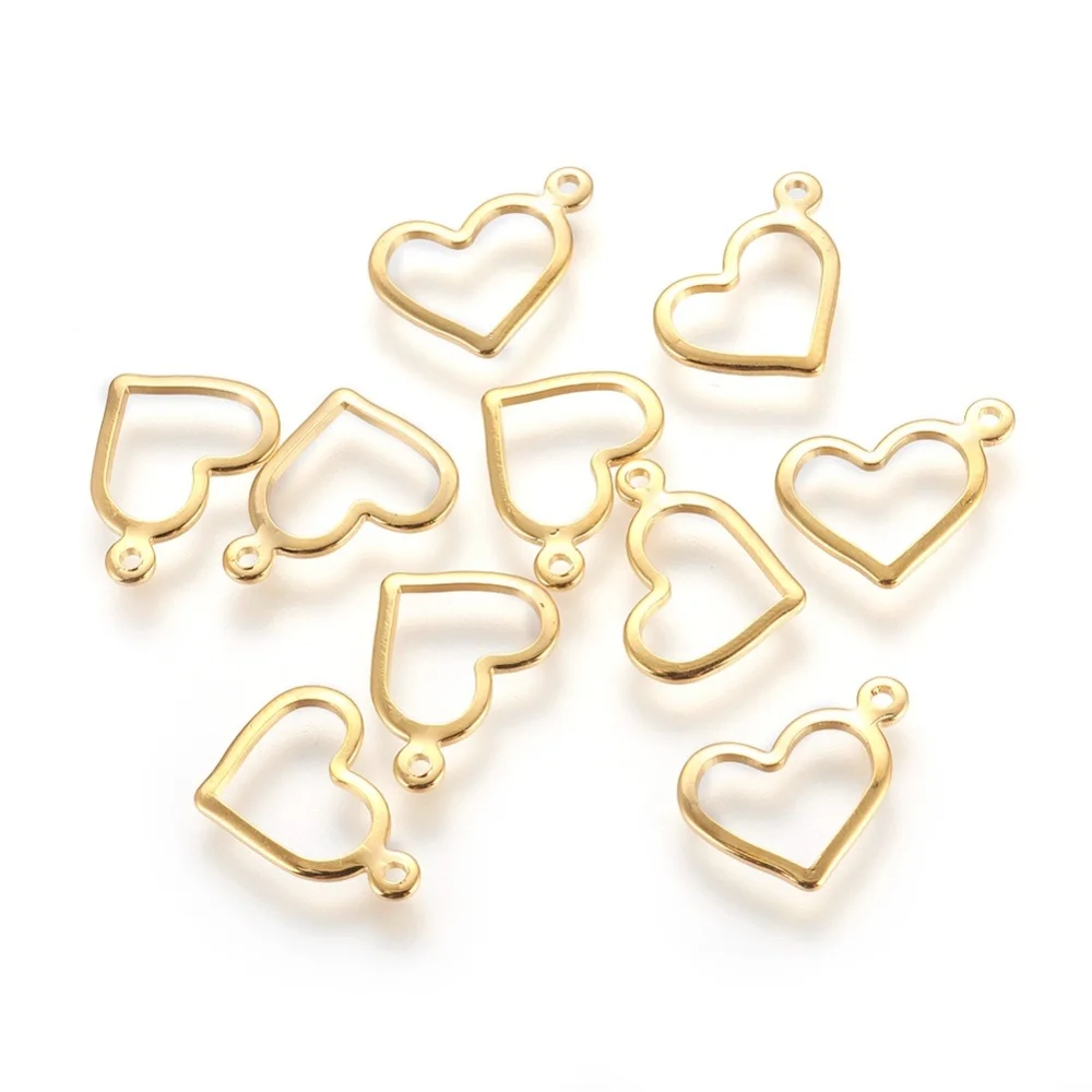 

200Pcs 304 Stainless Steel Charms Teardrop Heart Star Moon Charms Pendant for jewelry making DIY bracelet necklace Decor Golden