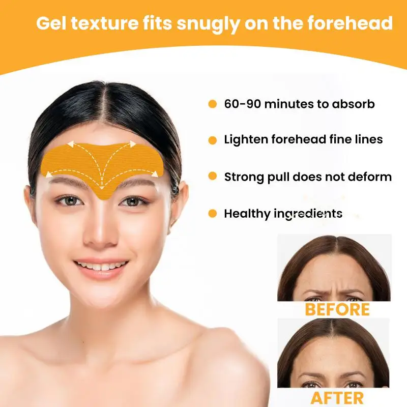 10pcs/box Anti-wrinkle Forehead Line Removal Gel Patch Firming Mask Frown Lines Face Skin Care Stickers Anti-aging Collagen