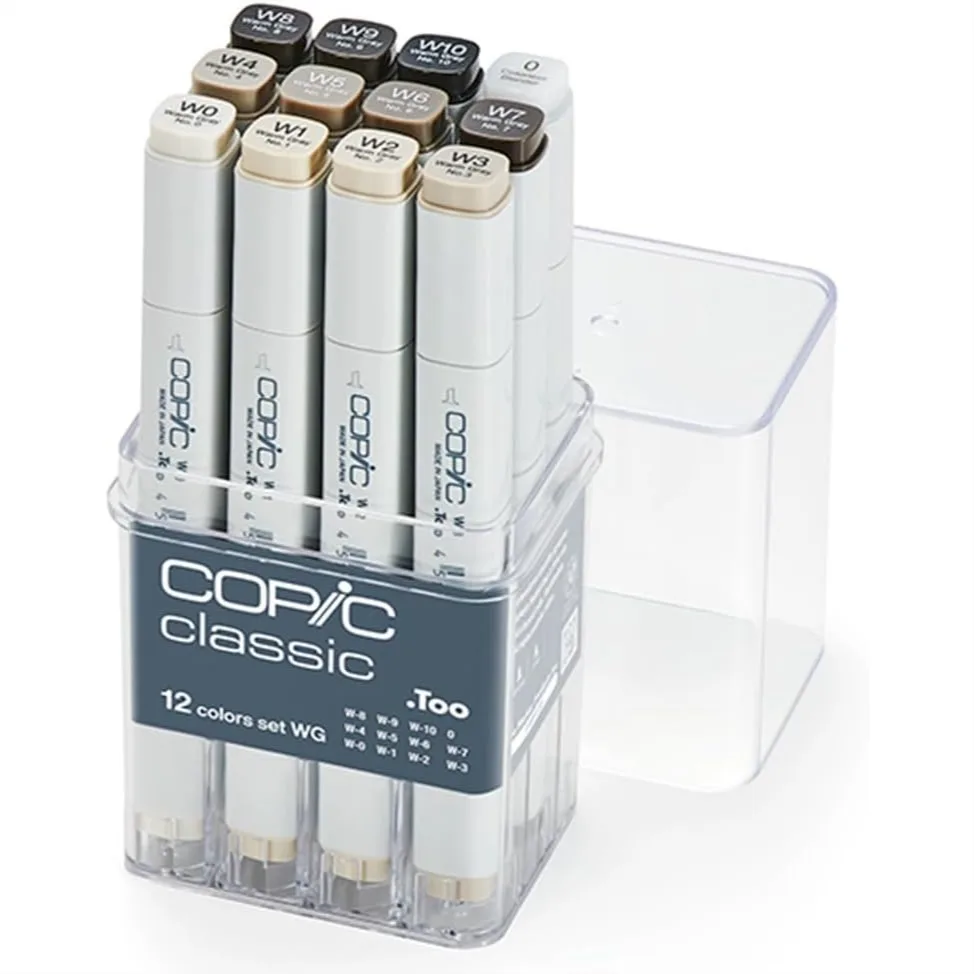 

Alcohol Markers, 12pc Set Warm Gray, Premium Japanese Art Markers with Refillable Design
