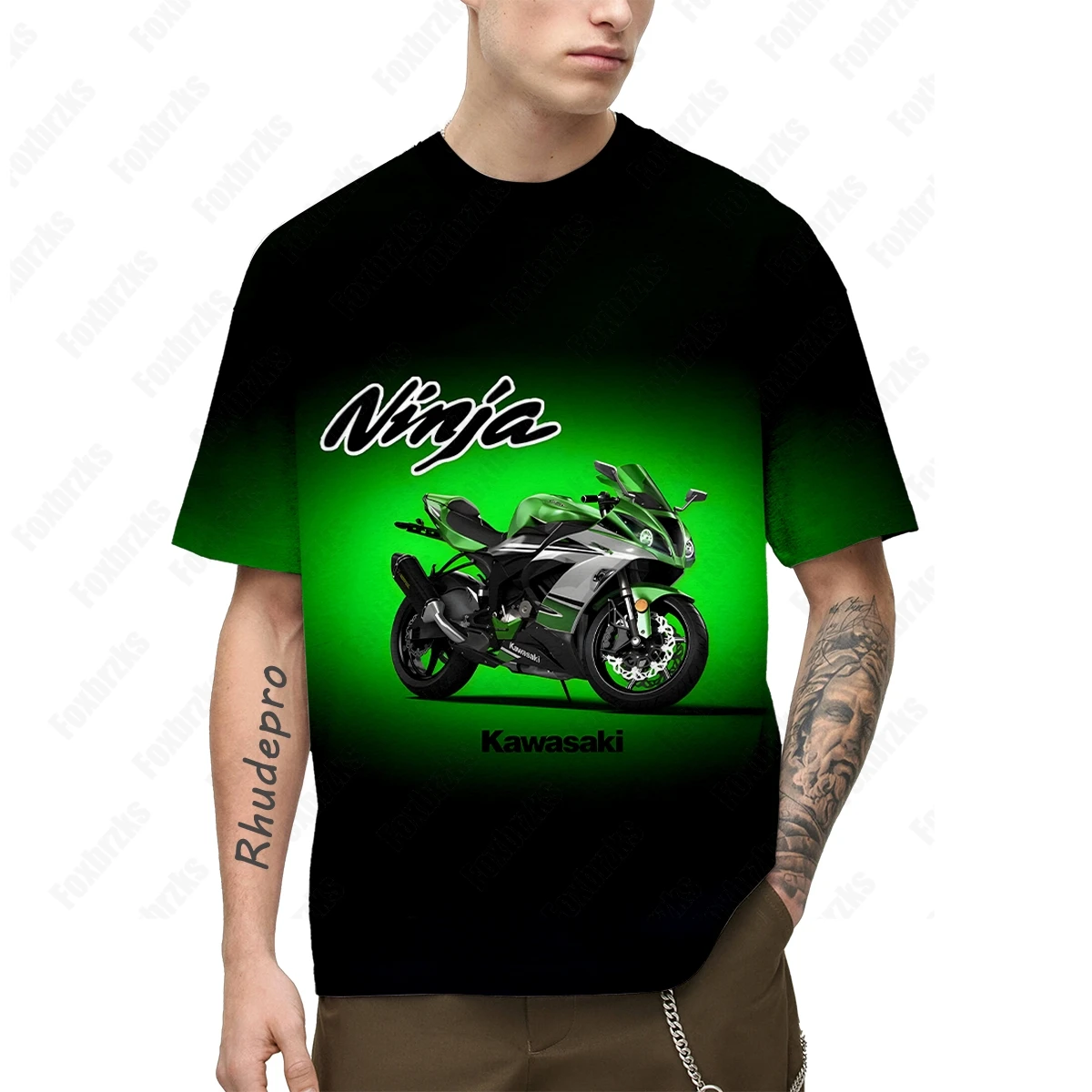 2024 New Summer All-match Kawasakis Ninja Motorcycle T-shirt Team Uniform Cycling Short-sleeved Men's Short Sleeved Tops Pure