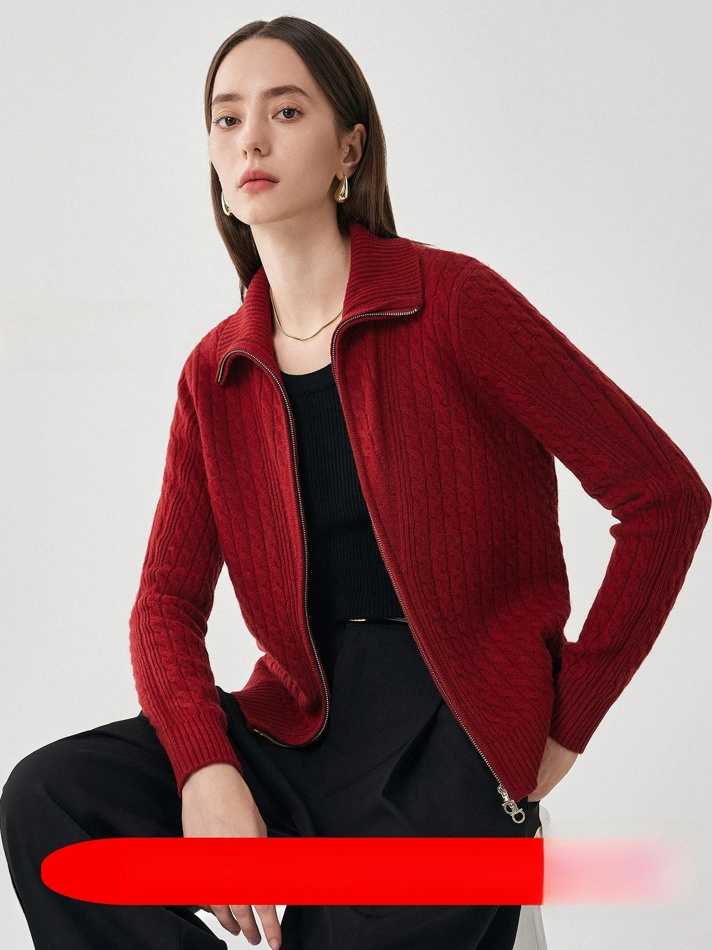 

Женский вязаный кардиган Zhaojun из 100% шерсти, осенне-зимний, утепленный, с узором «косы», модный, приталенный, с открытым передом