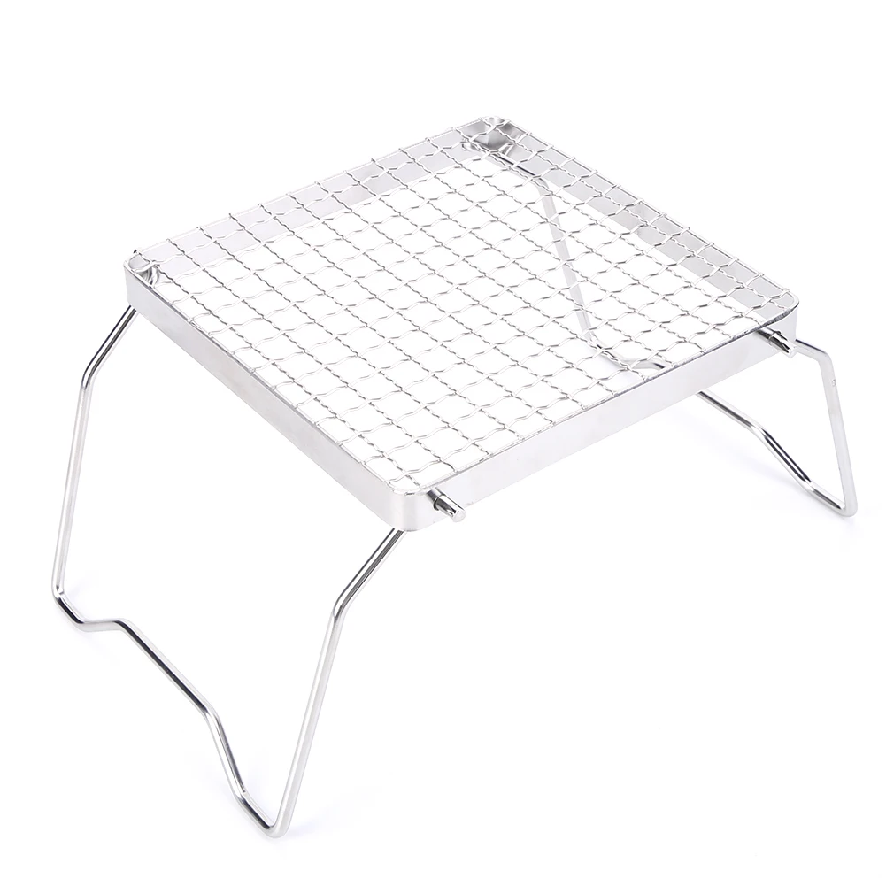 حامل شواية باربيكيو صغير من الفولاذ المقاوم للصدأ، حامل شعلة محمول مقاوم للحرارة، دعامة صينية خبز للتخييم في الهواء الطلق والمشي لمسافات طويلة #4