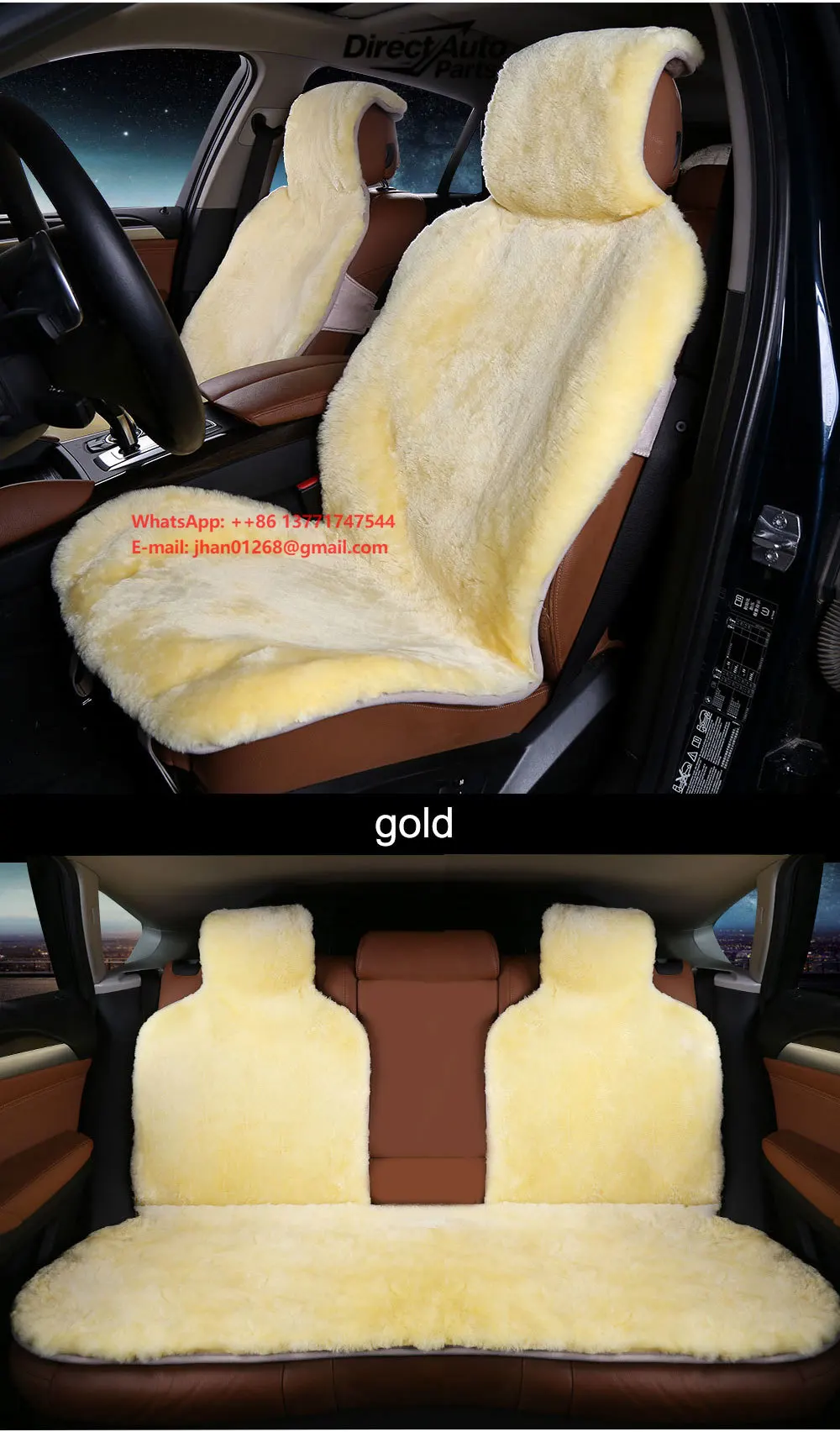 Automotive Decoration Car Cushion Real Sheepskin Fluffy Car Seat Cover Universal for Autumn Winter
