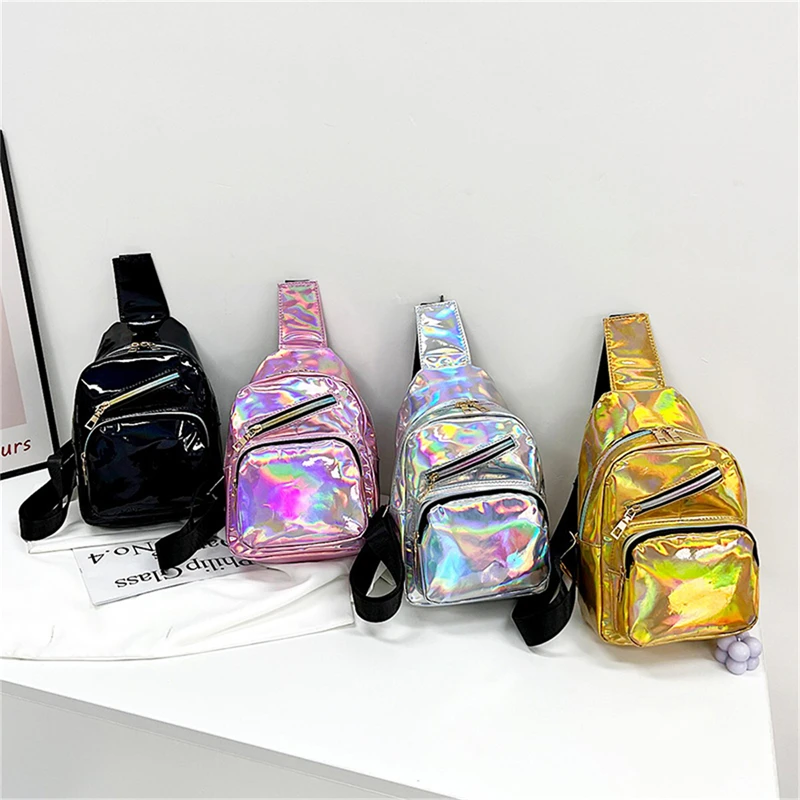 

1PC New Holographic Fanny Pack Hologram Waist Bag Laser PU Beach Travel Banana Hip Bum Zip Waist Bags Women Belt Bag for Girls