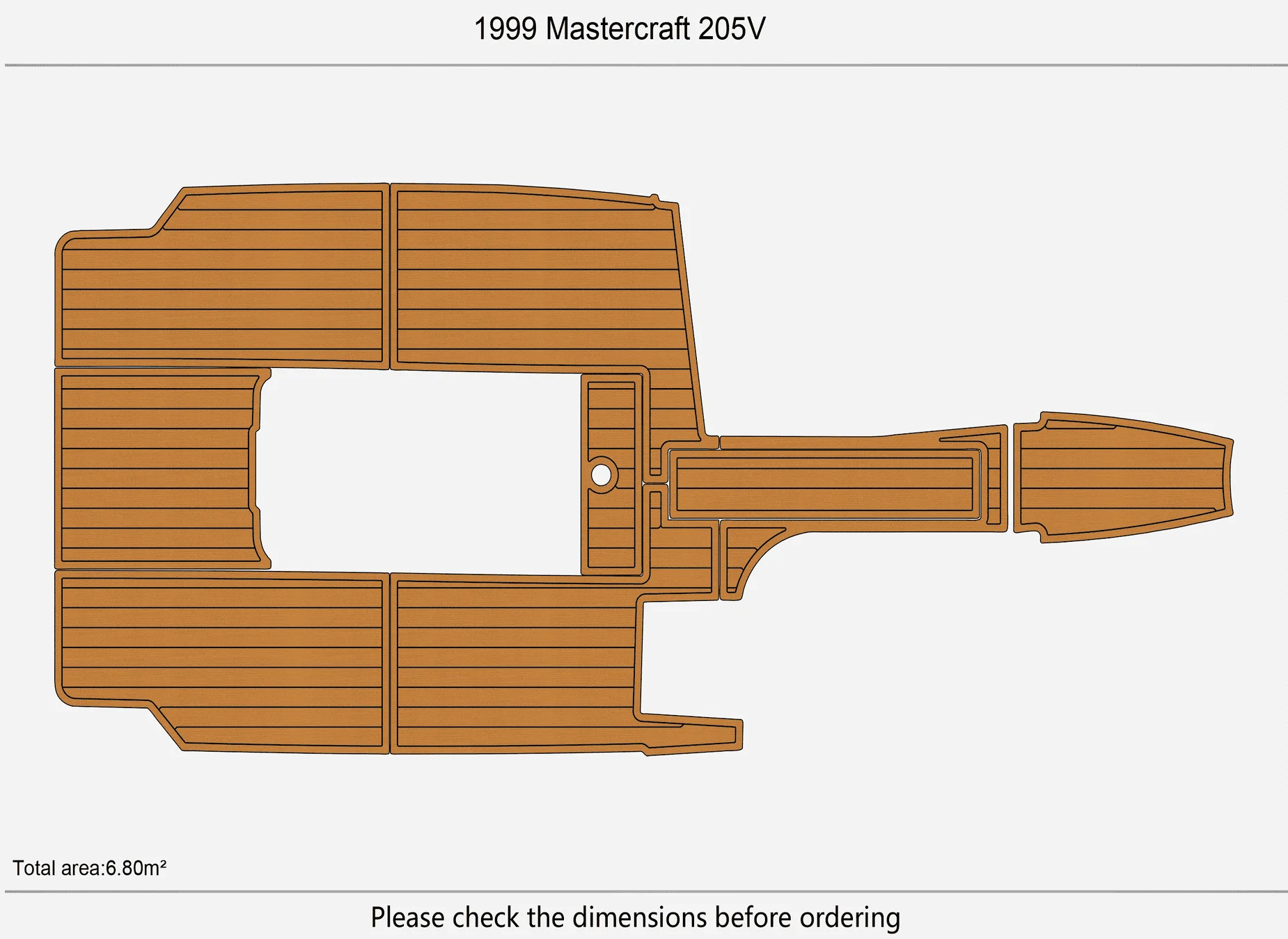 Marine Faux Teak EVA Non-Slip Mat -1999 Mastercraft 205V Self-Adhesive 1/4" (6mm) Boat Deck Pad for Cockpit & Deck - view 2
