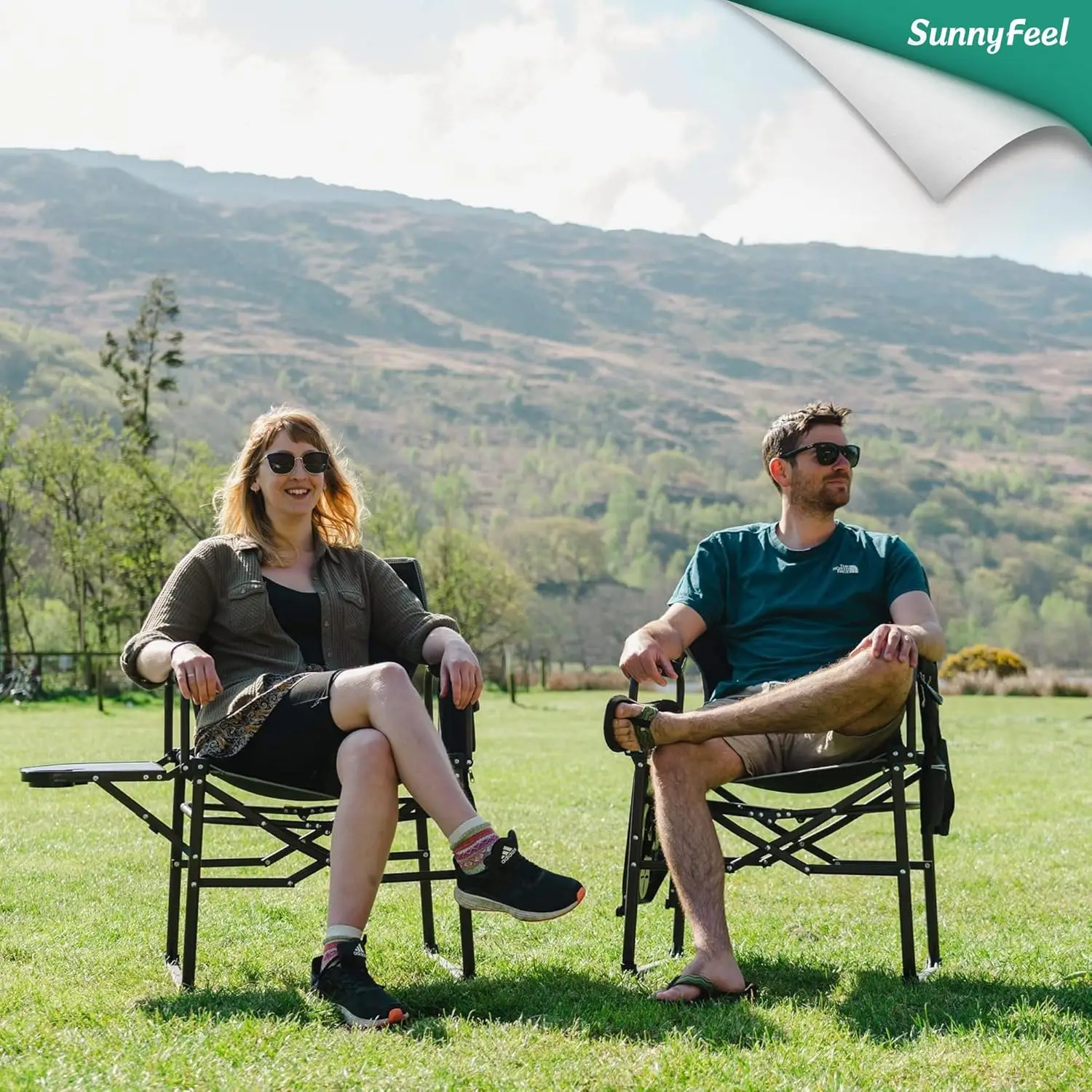 كرسي تخييم كبير الحجم قابل للطي مع طاولة جانبية وجيوب تخزين للأنشطة الخارجية #4